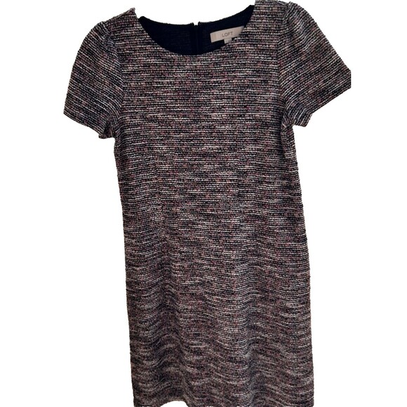 LOFT Women's Size 2 Gray & Red Mini Lined Dress - Picture 1 of 10